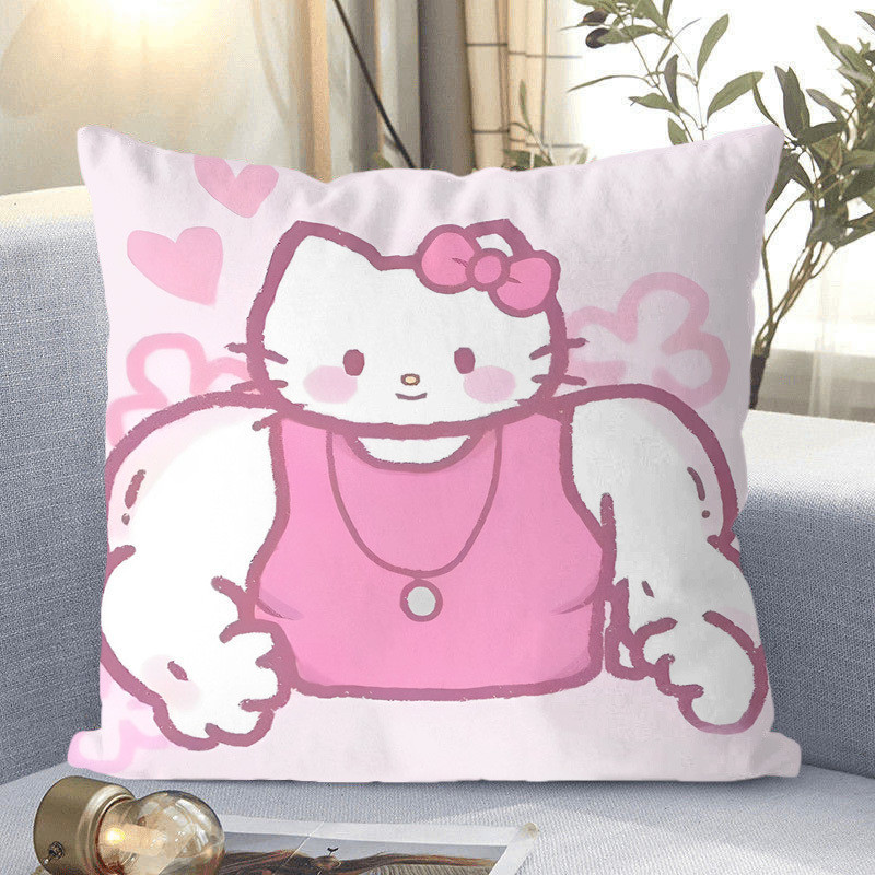 Hello Kitty, almohada de gato, Hello Kitty, almohada de corazón de niña, almohada de respaldo de dormitorio de estudiantes.