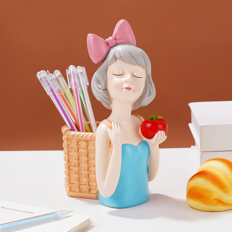 패션 블루 소녀 펜 홀더