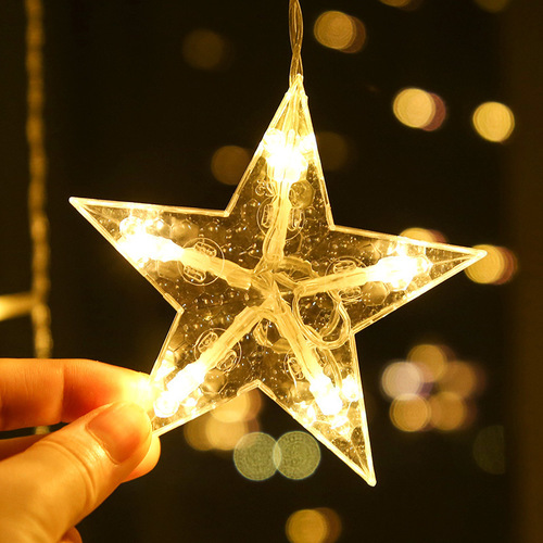 中东古尔邦节圣诞节日装饰灯led灯串星月齐平窗帘灯星星月亮彩灯