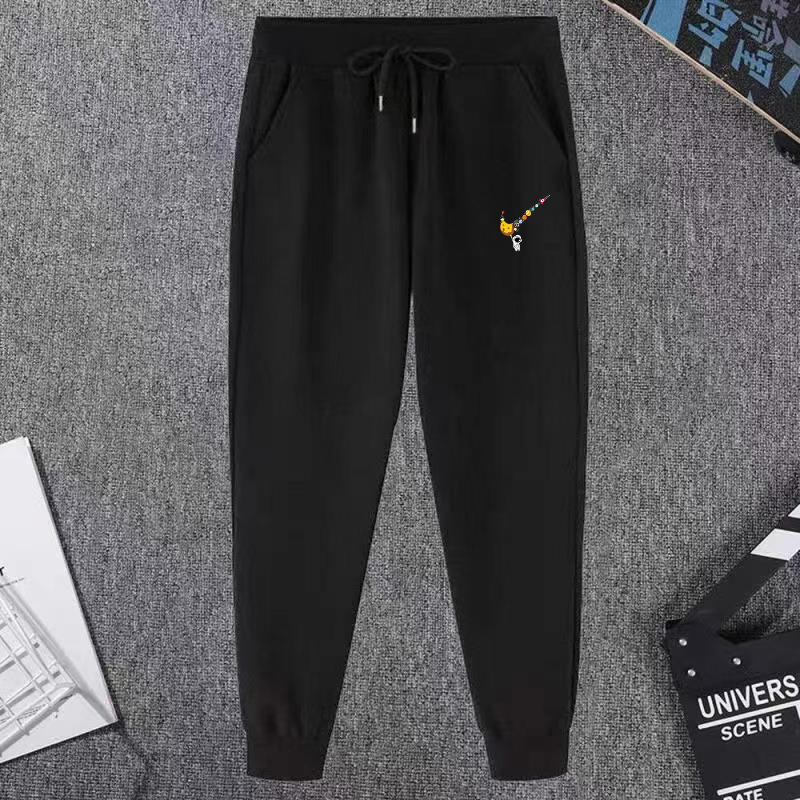 Pure Cotton Men's Casual Pants Summer Sweatpants Korean Style ins Fashionable Leg-tied Sports Pants Men's Loose Terry Pants