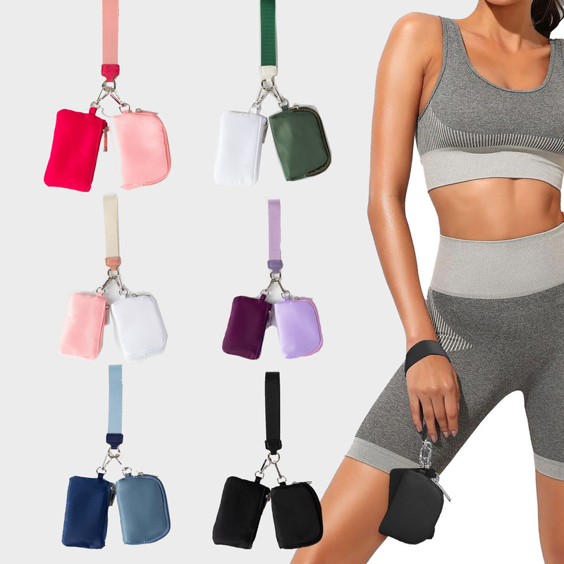 2024 New Lulu Same Style Wrist Bag Portable Lulu Card Bag Bank Card Mini Coin Cosmetics Bag