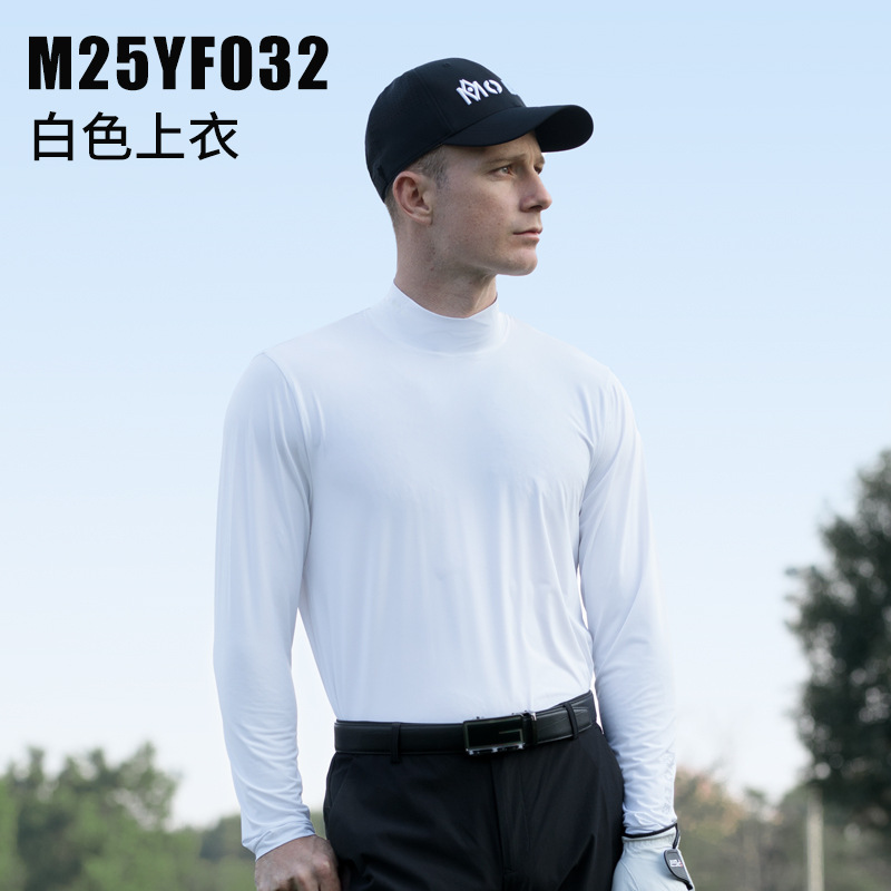 Áo thun dài tay golf nam Mo EYES chất lụa lạnh thoáng khí — M25YF032 trắng lụa lạnh tay dài [lụa lạnh mát/lưới thoáng khí sau lưng/độ đàn hồi cao mềm mại], M25YF032 đen lụa lạnh tay dài [lụa lạnh mát/lưới thoáng khí sau lưng/mềm dẻo đàn hồi cao]
