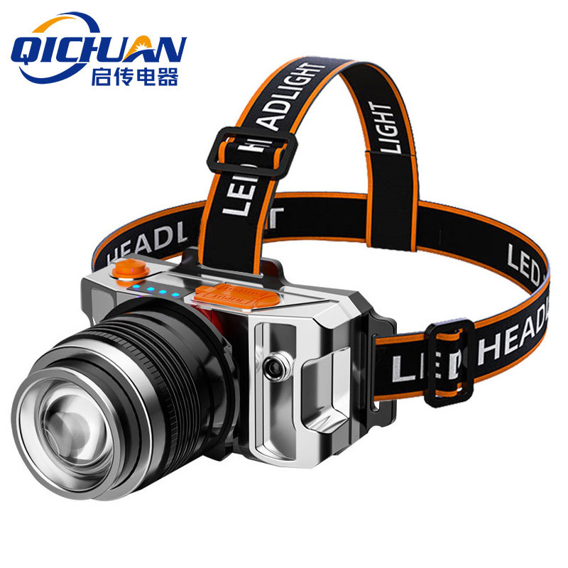 Hot-selling sensor headlamp, high-intensity light, long battery life, rotating zoom, multi-functional outdoor rechargeable fishing waterproof headlamp.