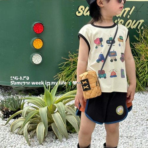 Children's short-sleeved T-shirt summer 2024 new boys' tops t-shirts handsome vests for small and medium-sized children summer fashion children's clothing