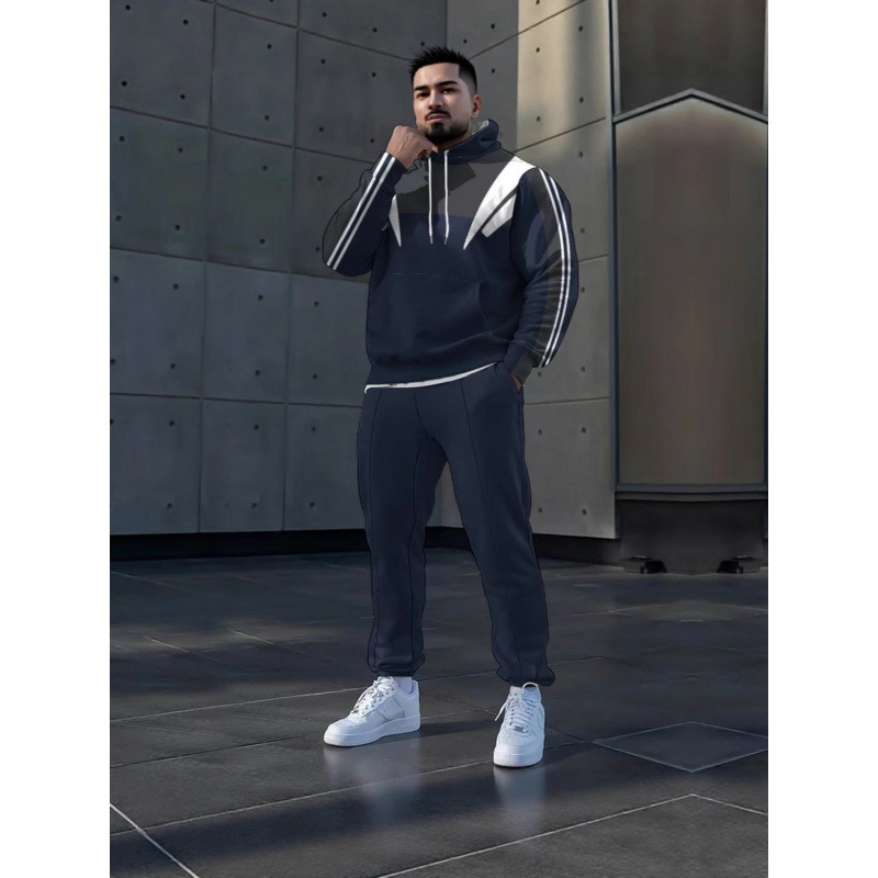 European and American Cross-Border 3D Printing Trendyy Men's Hoodie Sweatshirt Suit Holiday Printing Sports and Leisure Two-Piece Set