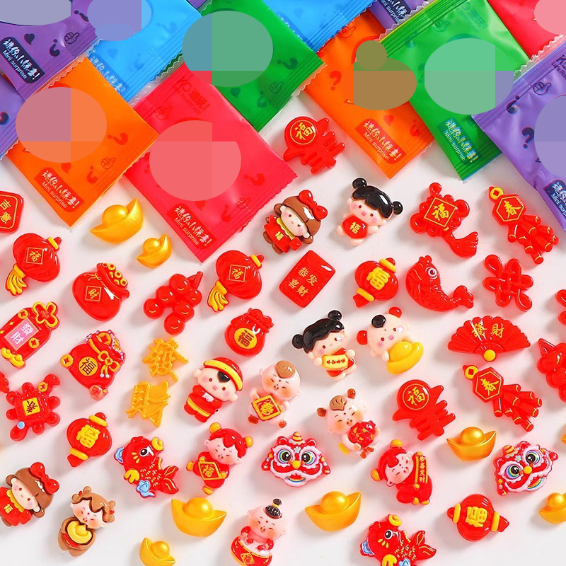 El lingote de año nuevo enriquece las linternas sorpresa bolsa ciega pegamento crema DIY accesorios de resina de decoración de horquillas hechos a mano