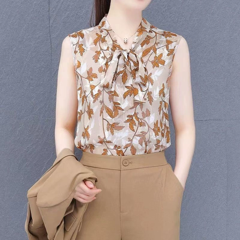 Майка без рукавов с принтом, Милая Короткая свободная весенне-летняя новая модная универсальная рубашка с темпераментом оптом