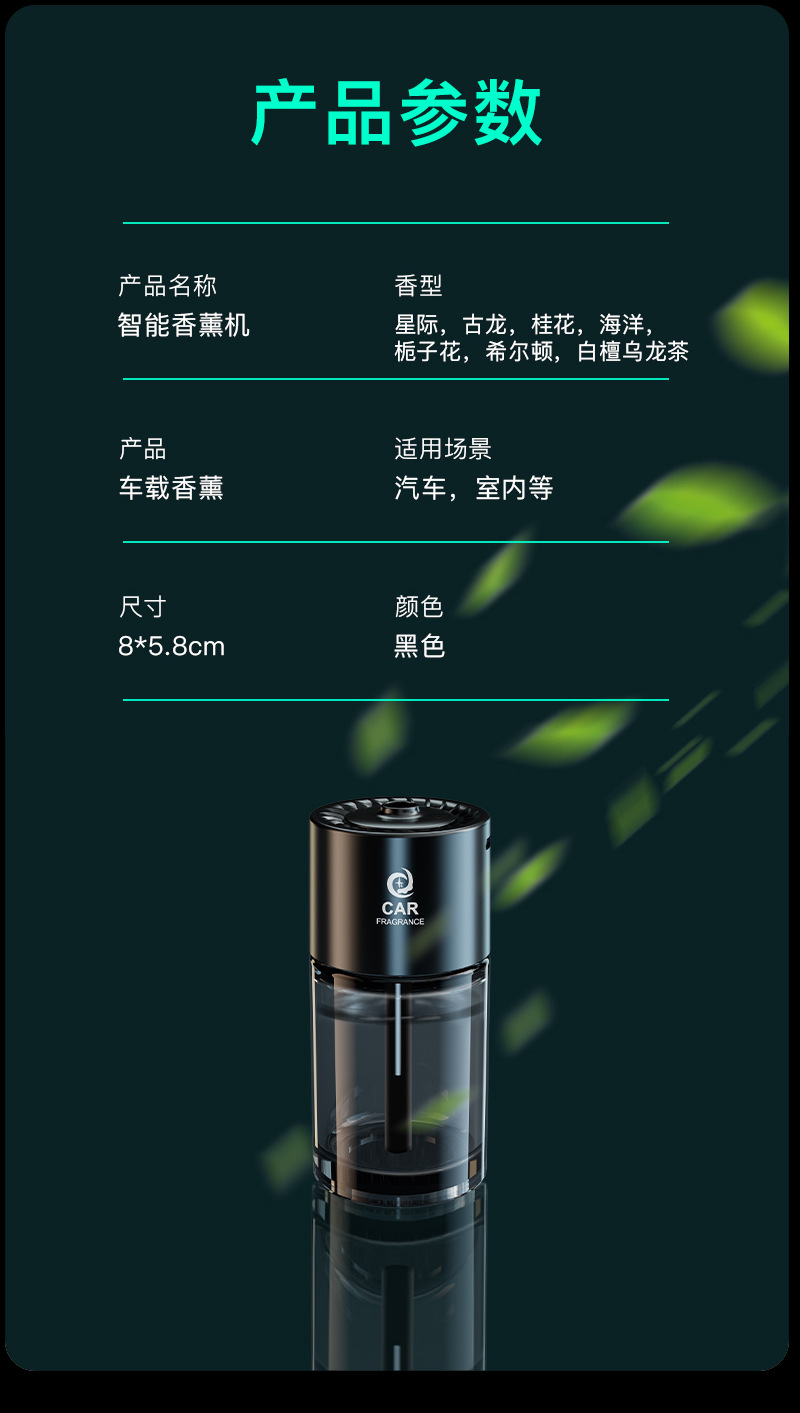 Car Aroma Diffuser Air Purifier Fragrance and Odor Removal Intelligent Spray Humidifier Aroma Diffuser in Car