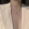 Necklace, brand small design chain for key bag , advanced zirconium, moonstone, trend of season, light luxury style, high-quality style