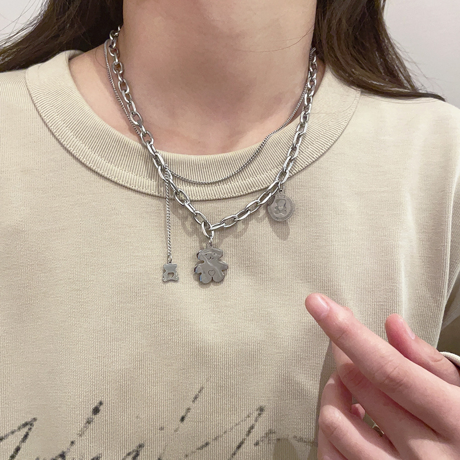 潮流珍珠项链女ins小众不掉色钛钢毛衣链 高级感仙女配饰吊坠批发