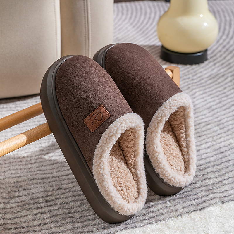Nuevas zapatillas de algodón más vendidas para mujer en otoño e invierno, pantuflas de felpa cálidas para parejas en casa para mujer, zapatillas de algodón