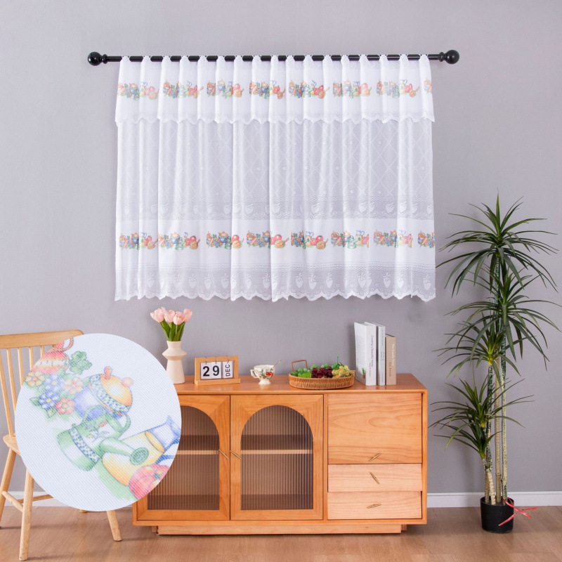 Cross-Border American-Style Pastoral Retro Lace Printed Short Curtain for Kitchen Rod-Type Cabinet Door, Dining Room, Kitchen, Bedroom Cross-Border American-Style Pastoral Retro Lace Printed Short Curtain for Kitchen Rod-Type Cabinet Door, Dining Room, Kitchen, Bedroom