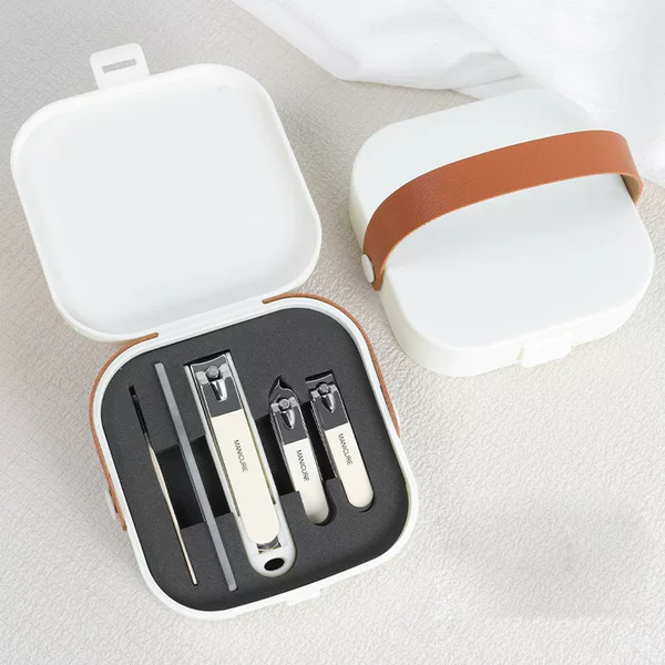 Portable Anti-Splash 8-Piece Nail Clipper Set, Cross-Border Ready Stock, Brown Nail Clipper Set Box with Printed Logo, Dropshipping