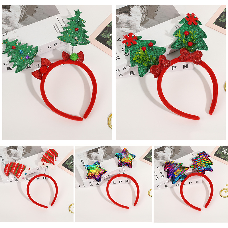 Christmas decorative headband, Christmas party prop headband, children's gift sequin five-pointed star headband