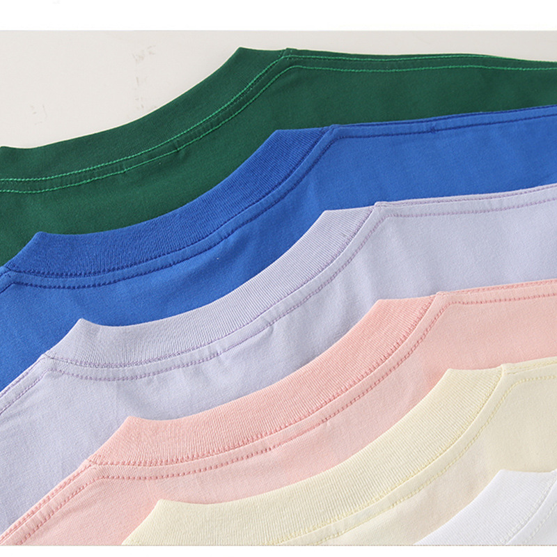 Algodón peinado gota-hombro ropa de trabajo de manga corta cuello redondo superior publicidad personalizada camiseta logotipo personalizado