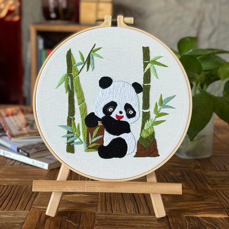 Lu bordado panda gigante bordado diy material de bordado manual Bao Guofeng bordado ramo tridimensional inglés simple cuelgue pintura