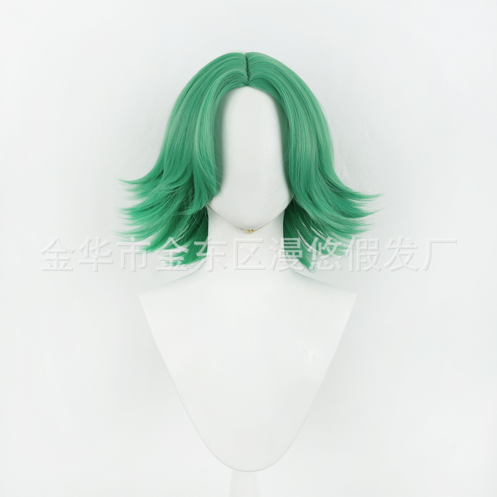 现货 刺客伍六七 赤牙cos假发 浅绿色动漫假发 中分头皮顶-阿里巴巴