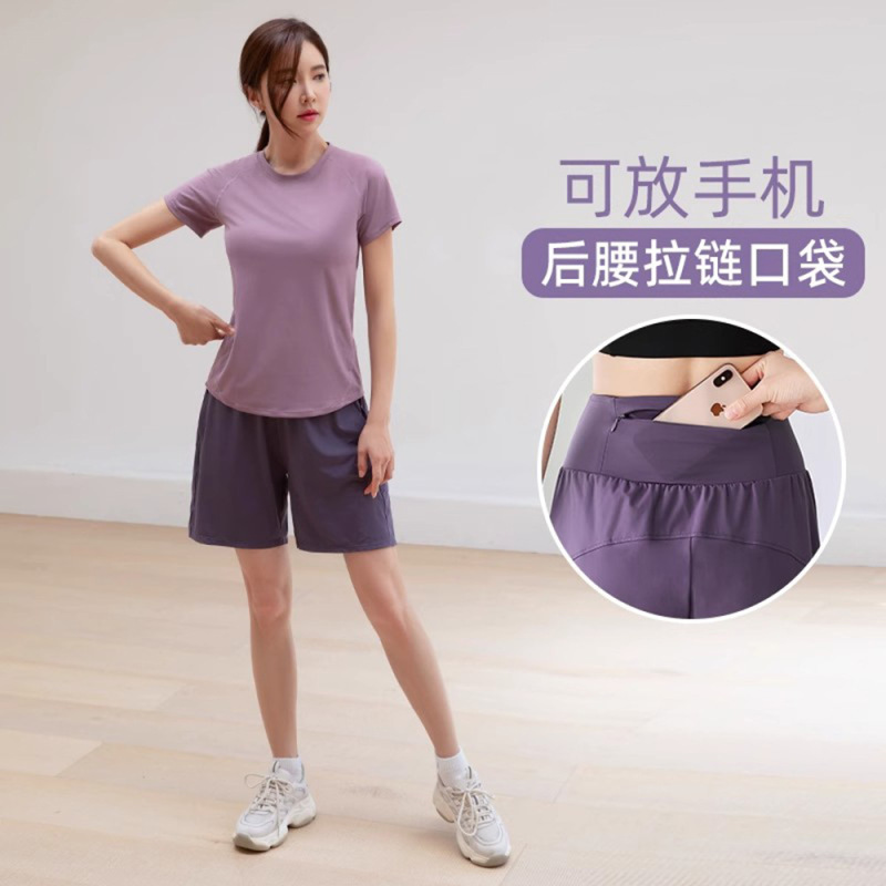 新款跑步运动套装女夏季薄款休闲健身衣短裤专业大码瑜伽服速干衣|undefined