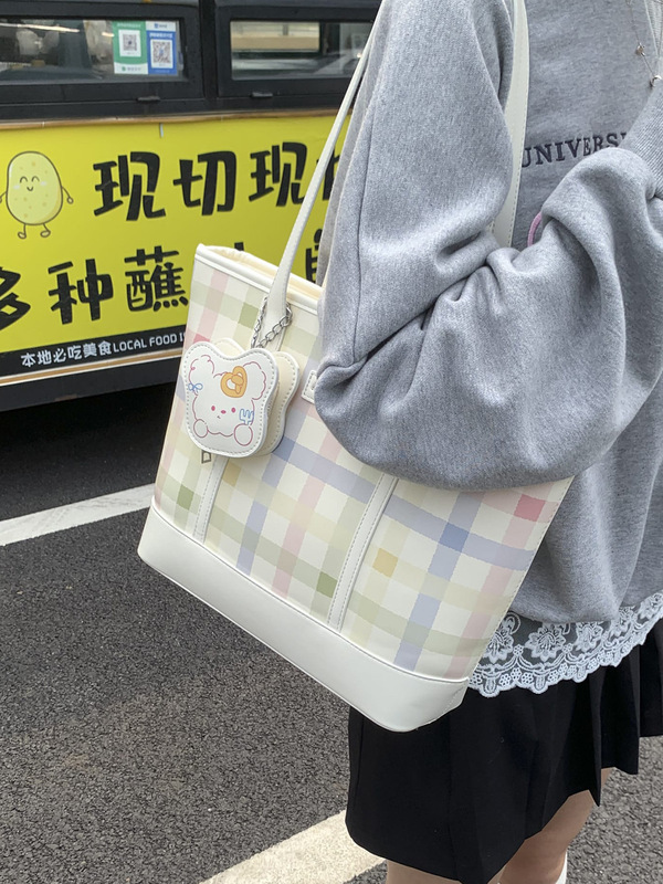 时尚通勤大容量包包女2025新款高级感洋气百搭单肩包大学生托特包|undefined