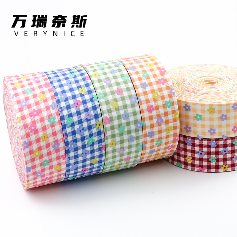 DIY时尚清新方格小花压布条手工织带饰品蝴蝶结发饰发夹材料配件
