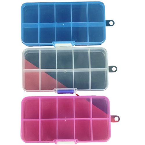 Fixed 10-grid dustproof storage box with nail wearing storage classification plastic box, hook screw parts separation storage box