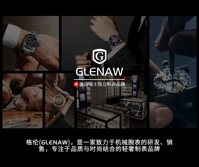 Đồng hồ nam automatic lộ máy dây thép cao cấp — Dây thép vàng Intershell, Dải thép bạc vỏ bạc chi tiết 9