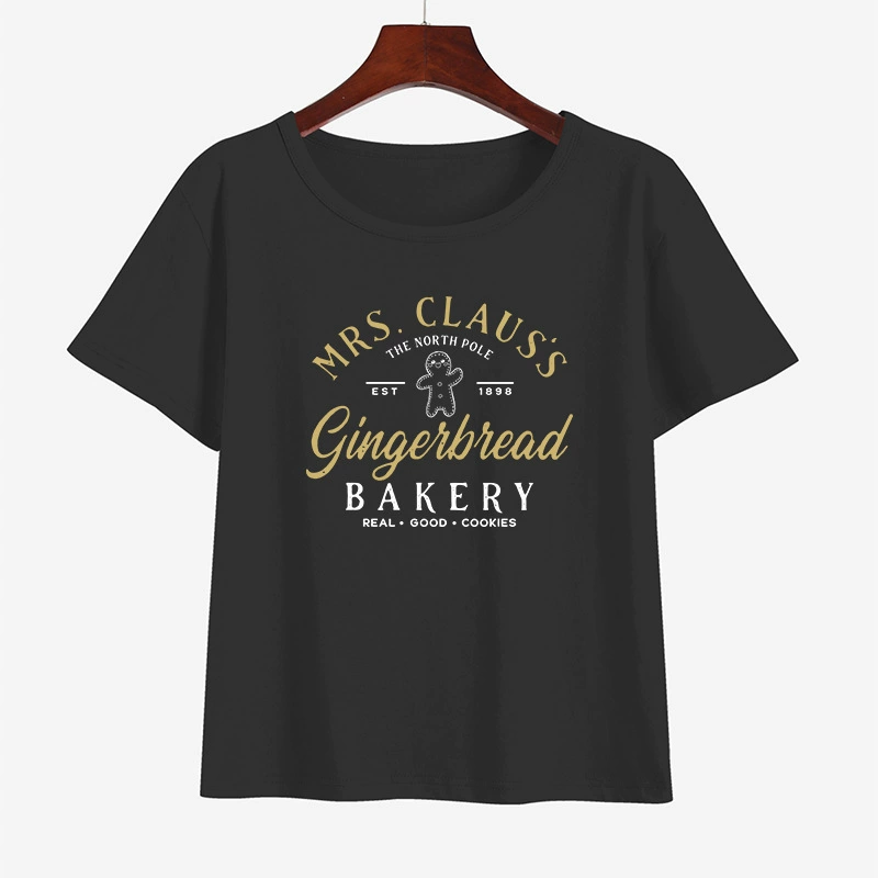 Футболка внешней торговли MrsClaus Gingerbread Топ с короткими рукавами AliExpress одежда трансграничный источник Амазонка