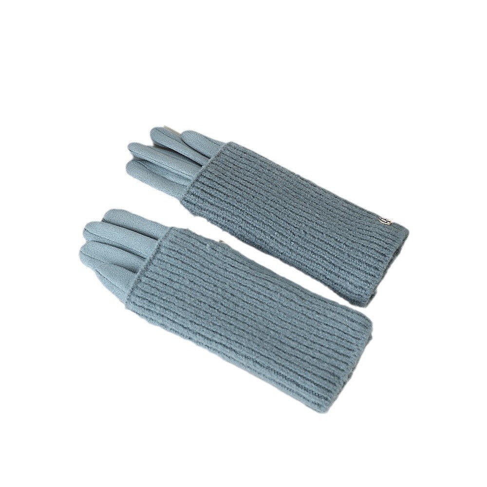 Un guante desmontable de lana de punto de color sólido japonés con dedos expuestos con pantalla táctil de invierno caliente a prueba de frío