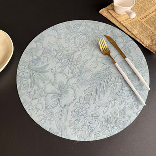 Cross-border Waterproof Non-slip Leather Placemat Double-sided Round Oil-proof Hotel Household Heat Insulation Placemat Dining Table High-grade Feeling Dishes