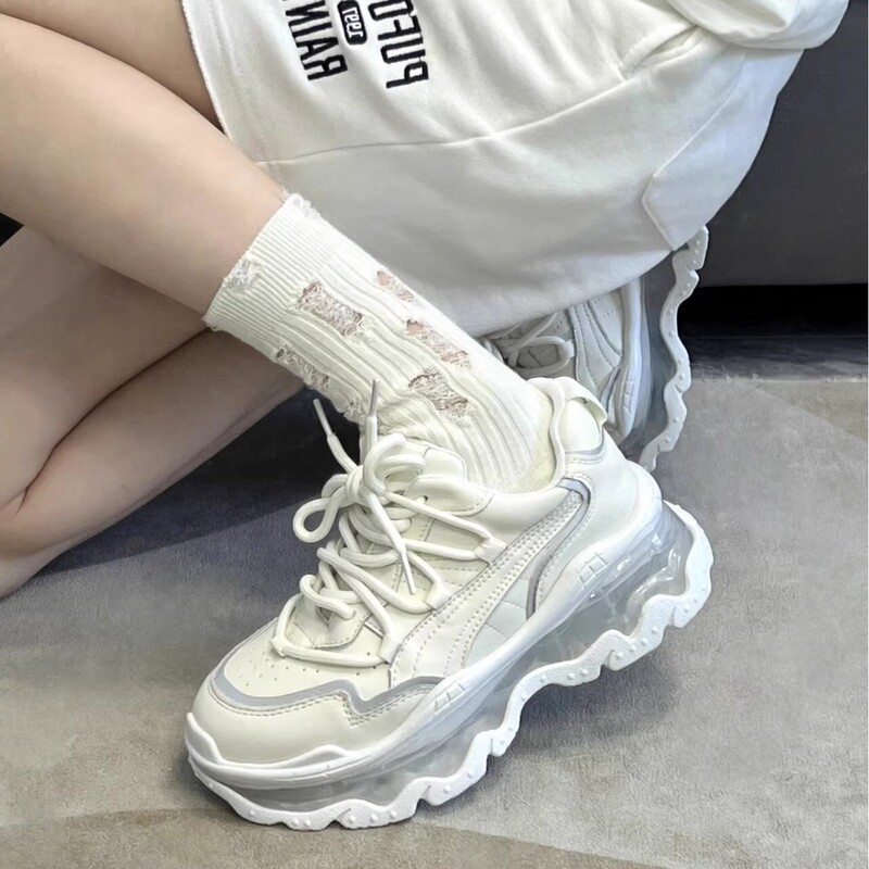High-End Version! White Dad Shoes Women's Sports Casual Shoes Thick Sole Versatile 2025 Spring and Summer Heightening Running Shoes