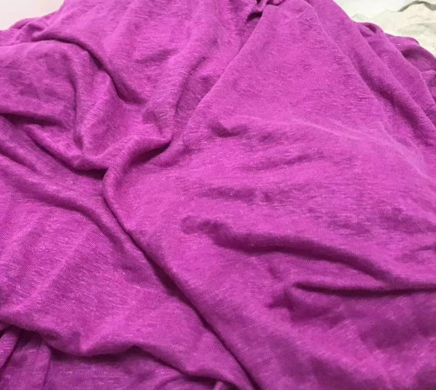 JIN口设计师面料针织100%亚麻紫红色夏防晒开衫空调衫透气