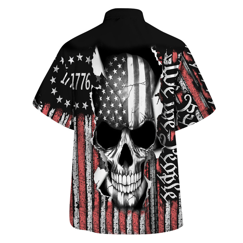 Cross-border foreign trade Factory Direct men's short-sleeved shirt Independence Day new large size men's cardigan top to figure