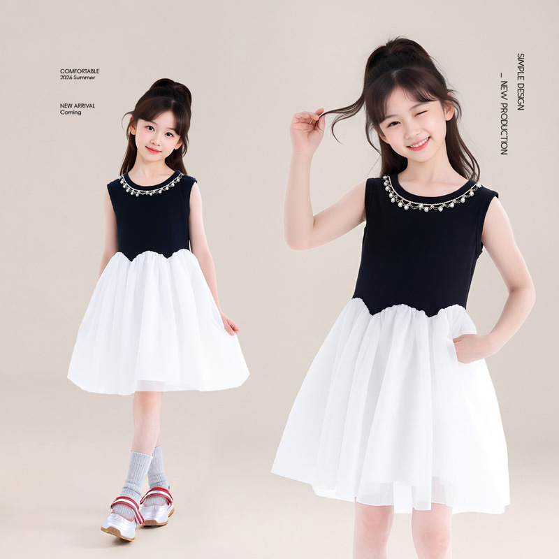 Tutu Little Elephant Children's Clothing Girls' Dress 2026 Summer New Style Children's Sleeveless French Princess Dress Formal Dress