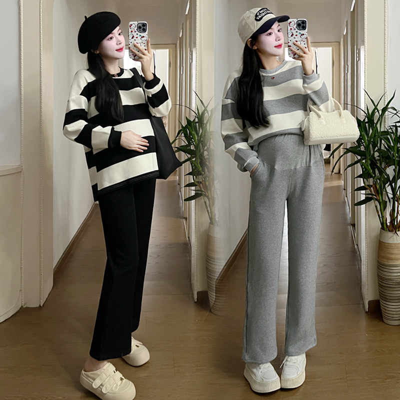2024 Real Shot in stock Cotton Good Quality Pregnant Women Wear Leisure Clothes in Spring and Autumn Fashion Spring Pregnant Women suit