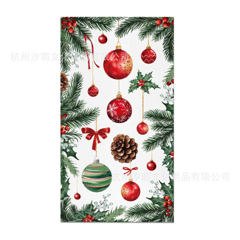 CZJ150 クリスマスベルロングペーパータオルパーティーレイアウトナプキンクリスマス松ぼっくり装飾使い捨てペーパータオル|undefined