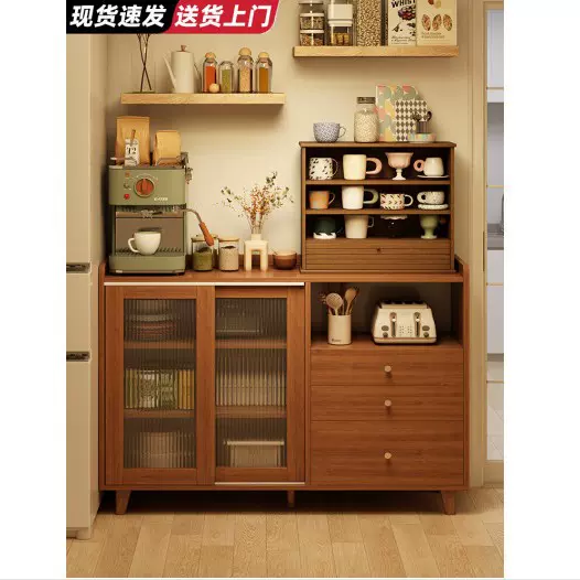茶水柜餐边柜客厅靠墙家用储物柜中式中古风茶室置物柜杂物收纳柜