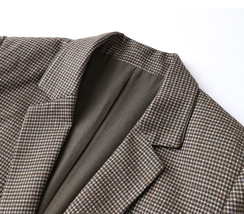 Áo vest nữ dáng trung dài họa tiết kẻ ô, tay dài cổ vest một hàng khuy — Xanh lá cây nhạtcolor chi tiết 13