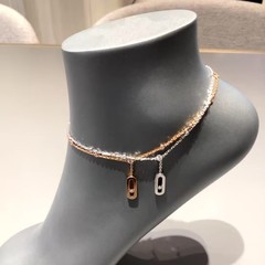 梅家単ドリルスライド流蘇足鎖ファッション百合高級感メッキ18kバラ金霊動夏足首鎖