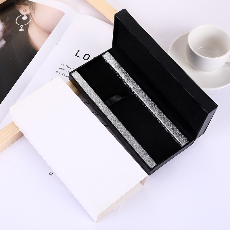 现货批发高档黑色商务钢笔盒翻盖礼盒金属签字笔礼盒广告礼品盒