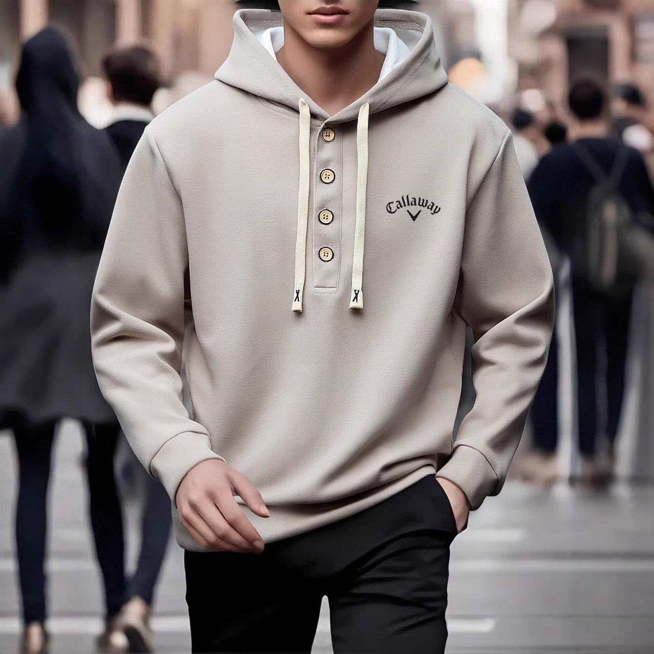 2026 Cross-Border Men's Casual Sports Sweatshirt Trendy Loose Large Size Hooded Top Manufacturer In-Stock Loose Fit
