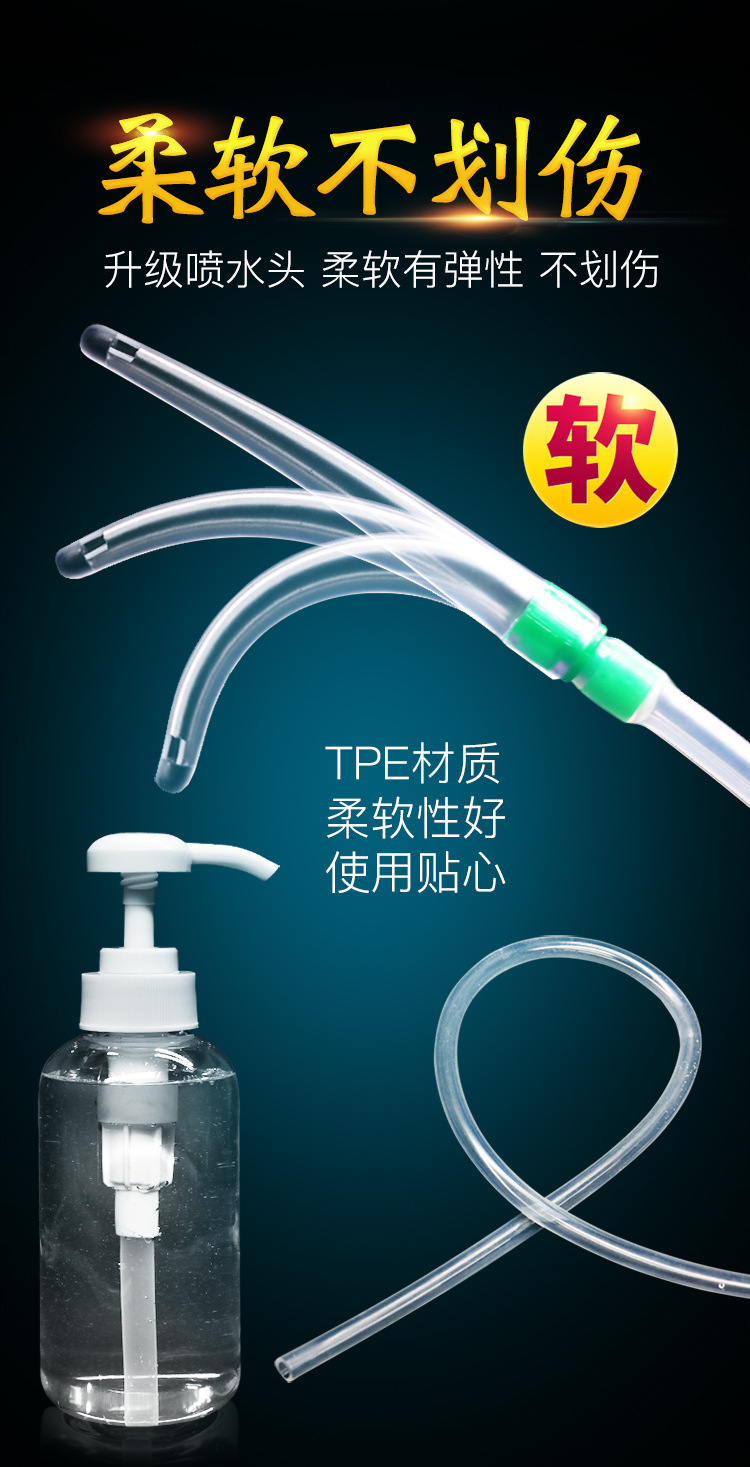 Anal Douche Irrigator 600ml with TPE Nozzle, Transparent, Adult Personal Hygiene — detail image 3