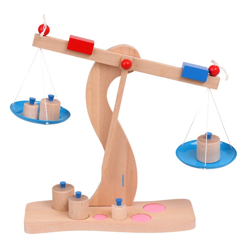Montessori Balanza De Madera materiales didácticos niños de pesaje juego de equilibrio bebé juguetes de Inteligencia de Educación Temprana