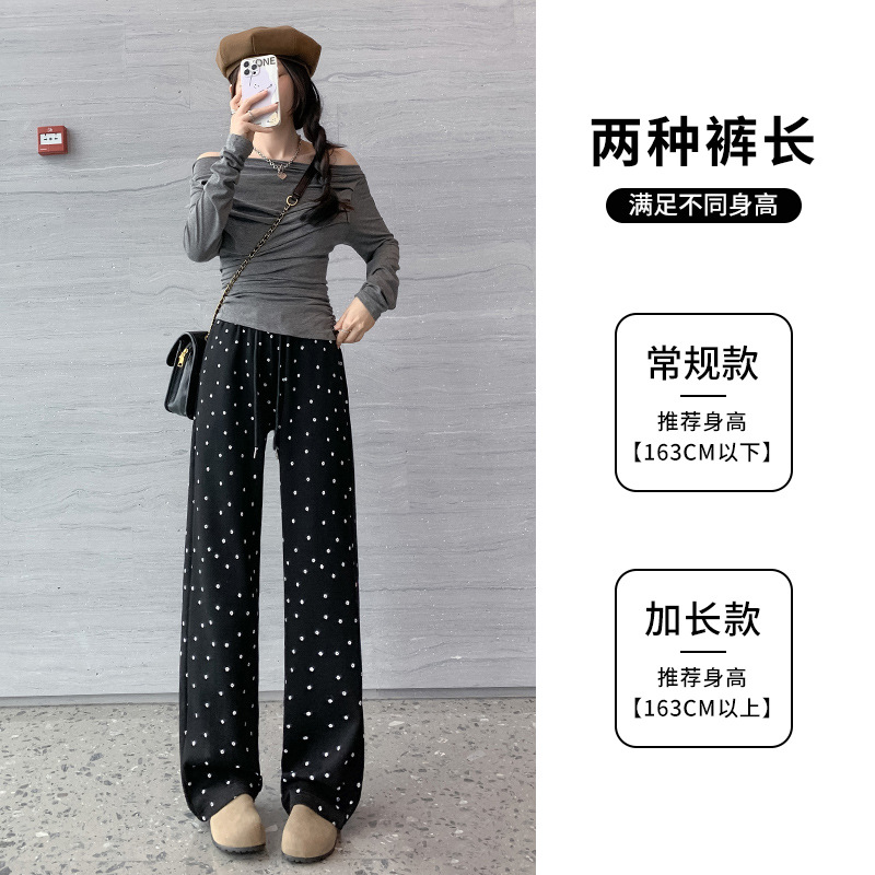 Retro black autumn comfortable trousers
