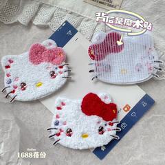 日系可爱刺绣kitty刘海贴儿童碎发贴甜美少女心卡通小女孩魔术贴