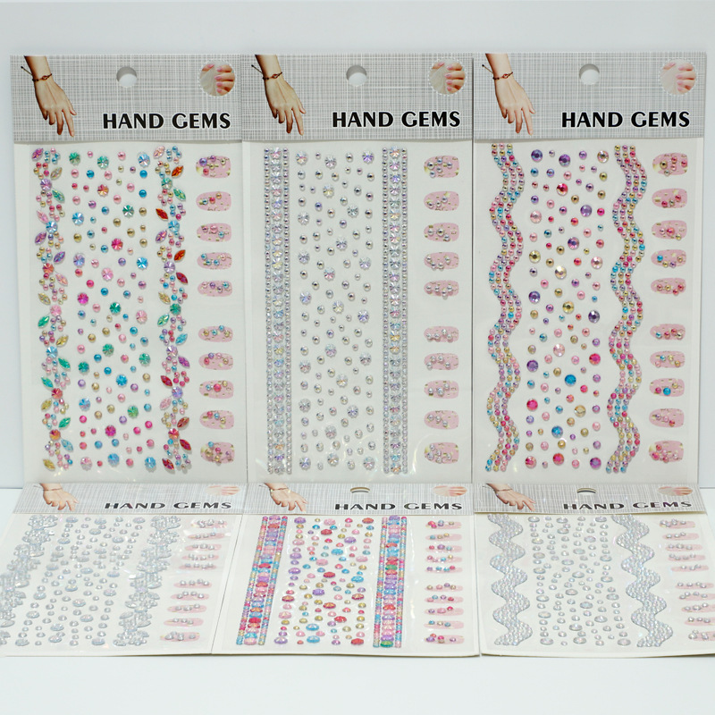 New cross-border bracelet diamond sticker nail drill sticker two-in-one makeup stage decoration diamond sticker model jewelry sticker