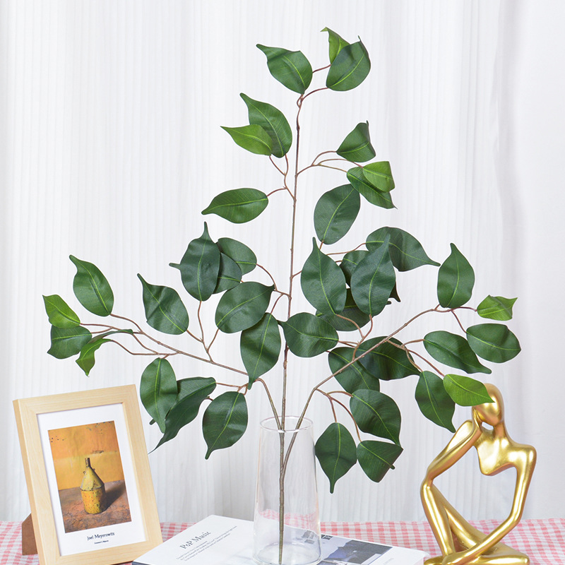 花廠直供仿真榕樹葉手感植物葉子塑料樹枝園林景觀工程裝飾假樹葉