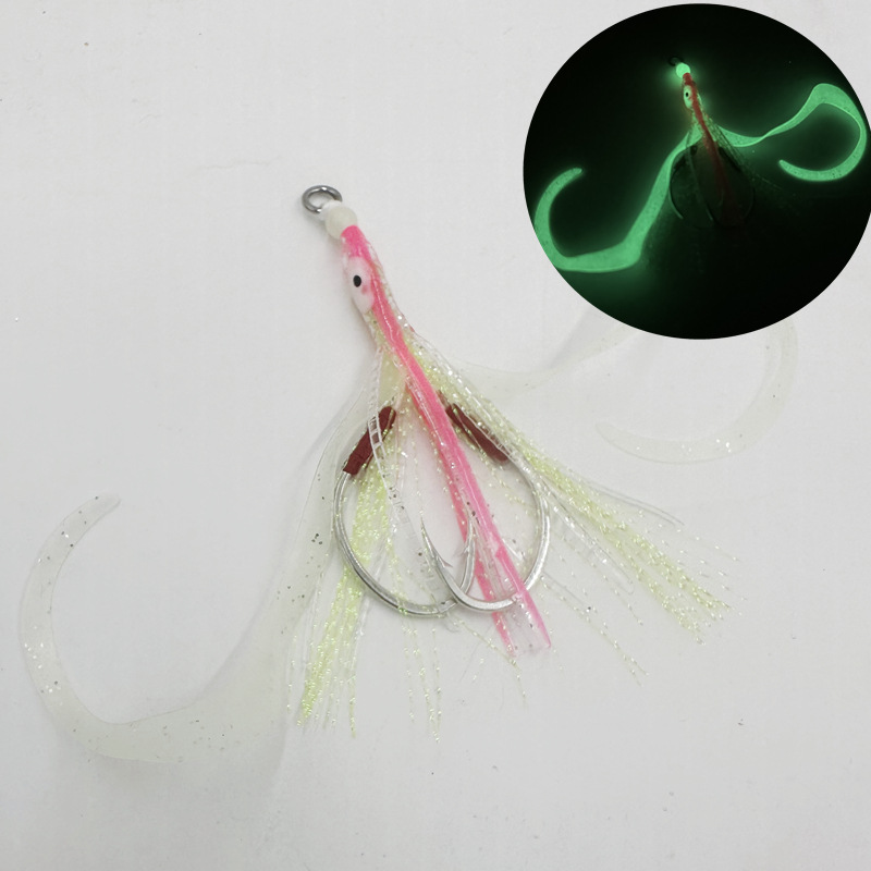 Gancho de calamar pulpo doble gancho tianya espada Pez con anzuelo cadena gancho mar pesca luminosa hierro placa gancho Luya barco pesca gancho