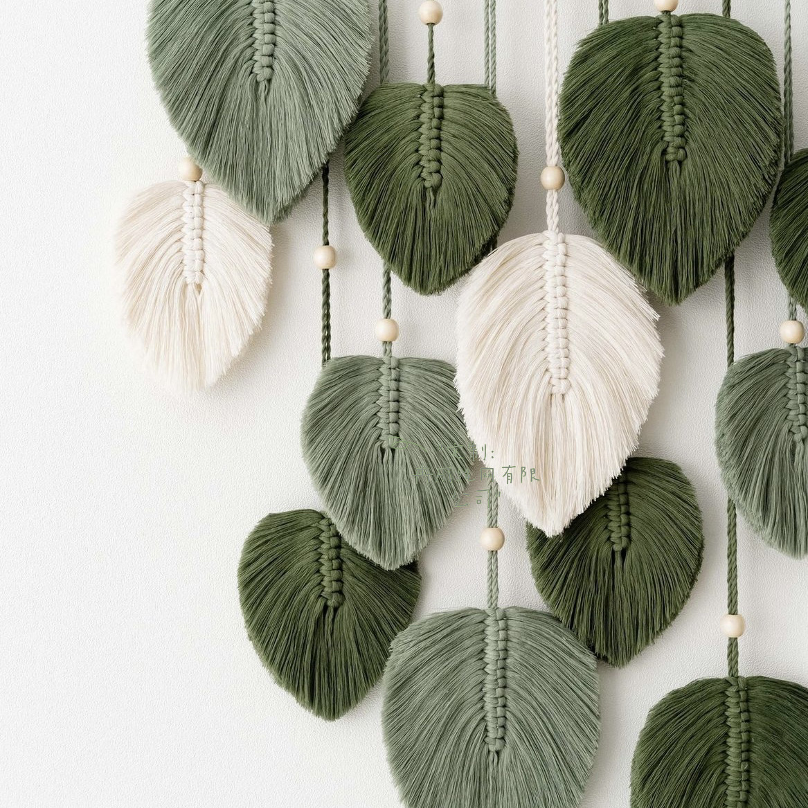 코튼 로프 태피스트리 수제 DIY 홈 인테리어 깃털 크리 에이 티브 벽 태피스트리 북유럽 벽 손으로 짠 잎 태피스트리