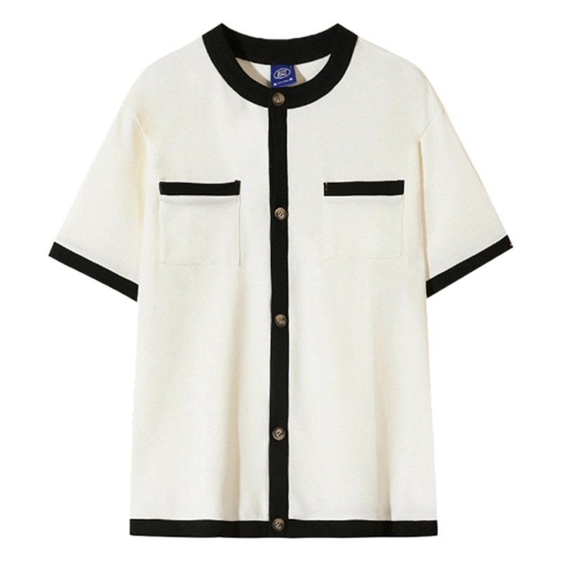 MYQ Chanel estilo cardigan de manga corta Camiseta de los hombres de verano estilo coreano moda de gama alta diseño camiseta capa superior