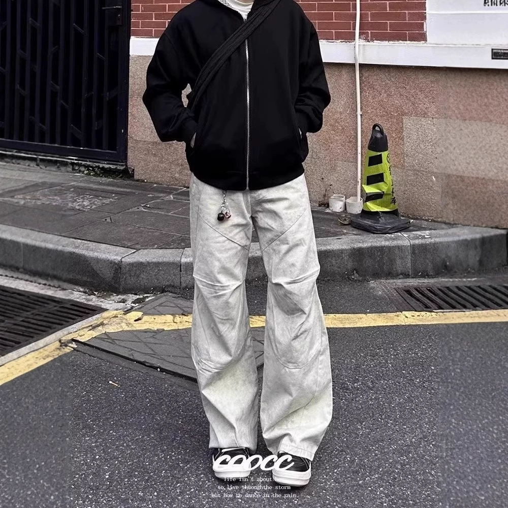 Retro skydiver, trousers, American style, oversize, high-quality style